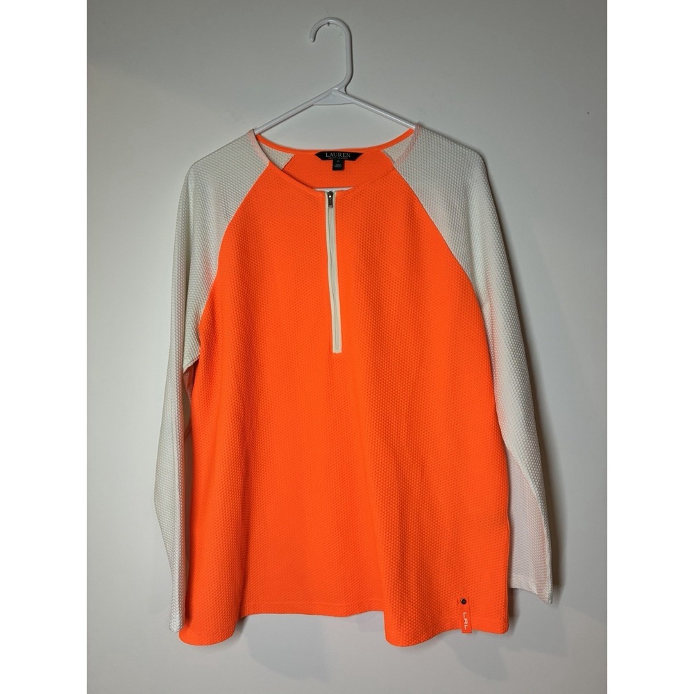 Lauren Ralph Lauren Women's Orange/White Activewear Topβ Size XL Running Yoga